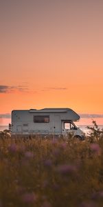 Sunset,Horizon,Side View,Van,Cars,Car