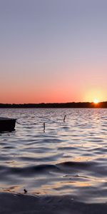 Sunset,Lake,Nature,Boat,Lonely