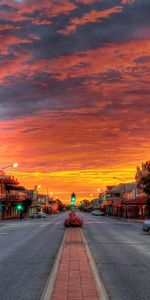 Coucher De Soleil,Maisons,Paysage,Streets