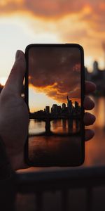 Sunset,Miscellanea,Miscellaneous,Snapshot,Photo,City,Hand,Telephone