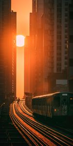 Sol,Edificio,Miscelánea,Un Tren,Puesta Del Sol,Misceláneo,Ferrocarril,Tren