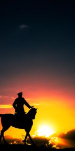 Moscou,Silhouette,Cavalier,Coucher De Soleil,Sculpture,Russie,Sombre,Cheval