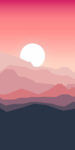 Sunset,Mountains,Art,Landscape,Vector