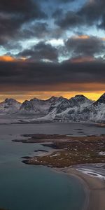 Sunset,Mountains,Land,Nature