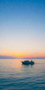 Coucher De Soleil,Nature,Horizon,Un Bateau,Ondulations,Bateau