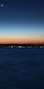 Sunset,Night,Horizon,Shore,Bank,Night City,Cities,Sea