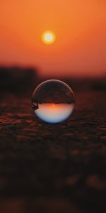 Sunset,Reflection,Macro,Ball,Transparent,Glass