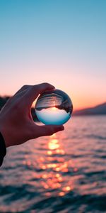 Réflexion,Main,Boule De Cristal,Ballon,Balle,Coucher De Soleil,Divers