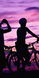 Sunset,Rest,Cyclists,Sports,Relaxation