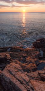 Puesta Del Sol,Mar,Las Rocas,Rocas,Costa,Destello,Deslumbramiento,Naturaleza