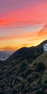 Sunset,Rocks,Words,Word,Hollywood,Inscription