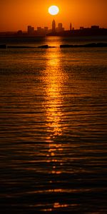 Ville,Coucher De Soleil,Mer,Horizon,Sombre