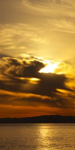 Naturaleza,Puesta Del Sol,Montañas,Nubes,Horizonte,Mar