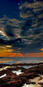 Paisaje,Puesta Del Sol,Nubes,Mar,Playa