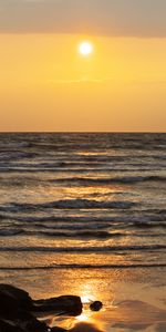 Mar,Ondas,Costa,Naturaleza,Puesta Del Sol