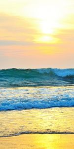 Sunset,Sea,Landscape,Waves,Beach