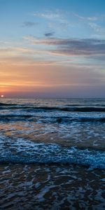 Sunset,Sea,Nature,Waves,Beach