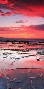 Sunset,Sea,Patterns,Shore,Bank,Low Tide,Nature,Sand,Lines