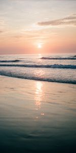 Sunset,Sea,Shore,Bank,Nature,Water,Waves