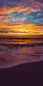 Sunset,Sea,Twilight,Dusk,Nature,Waves,Beach