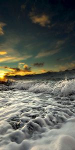 Sunset,Sea,Waves,Landscape