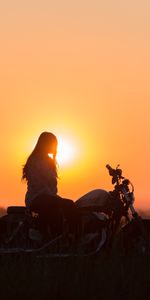 Sunset,Seclusion,Privacy,Silhouette,Loneliness,Motorcycle,Motorcycles