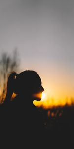 Sunset,Silhouette,Dark,Girl