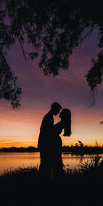 Amour,Silhouette,Romance,Coucher De Soleil