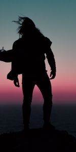 Sunset,Silhouette,Wind,Dark,Man,Night