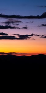 Sunset,Sky,Clouds,Hills,Dark