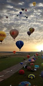 Coucher De Soleil,Nuages,Sky,Ballons,Paysage