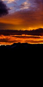 Puesta Del Sol,Cielo,Nubes,Oscuro,Montañas