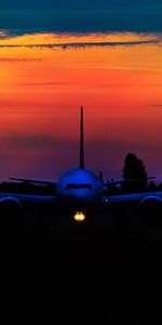 Sunset,Sky,Dark,Plane,Airplane