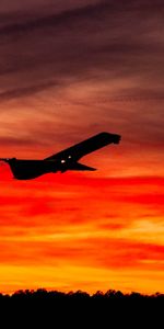 Sunset,Sky,Flight,Dark,Airplane,Plane