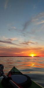 Canoë,Sky,Horizon,Un Bateau,Coucher De Soleil,Divers,Bateau