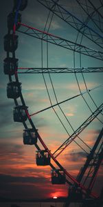 Sunset,Sky,Miscellanea,Ferris Wheel,Attraction,Miscellaneous