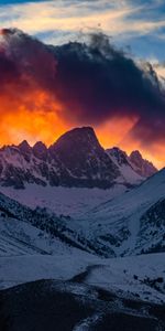 Montagnes,Nuages,Nature,Sky,Coucher De Soleil,Neige