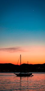 Silhouette,Sky,Sombre,Naviguer,Coucher De Soleil,Voile,Mer