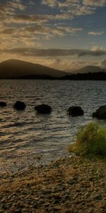 Noyaux,Soir,Nature,Lac,Coucher De Soleil,Écosse