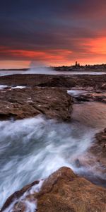 Nature,Noyaux,Roches,Surfer,Les Rochers,Le Surf,Coucher De Soleil,Mer