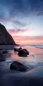 Sunset,Stones,Sea,Rocks,Shore,Bank,Nature,Water