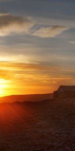 Sunset,Sun,Desert,Structure,Nature