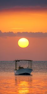 Sunset,Sun,Horizon,Nature,Boat