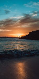 Sunset,Sun,Nature,Waves,Beach