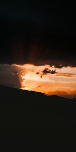 Sunset,Sun,Rays,Beams,Slope,Sky,Dark