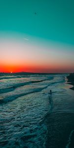 Sunset,Surf,Silhouette,Ocean,Nature