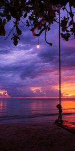 Sunset,Swing,Nature,Garland,Beach