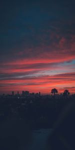 Ville,Crépuscule,Vue,Horizon,Coucher De Soleil,Sombre