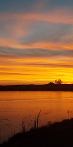 Crépuscule,Lac,Banque,Rive,Coucher De Soleil,Sombre