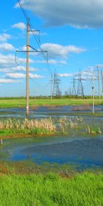 Electricidad,Estepa,Yermo,Baldío,Alto Voltaje,Naturaleza,Verano,Pantano